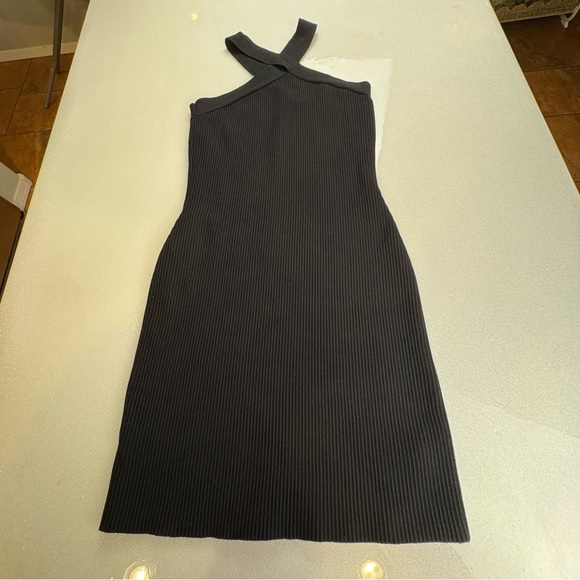 REVOLVE House of Harlow 1960 Ribbed Body-con Black Dress Halter - Picture 3 of 8